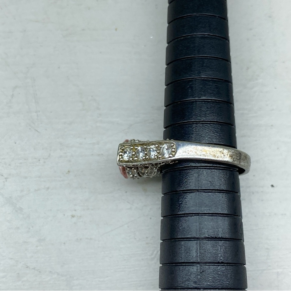 Sterling Silver 925 ADI Pink CZ Ring With CZ Accents Size 7 - Picture 6 of 14
